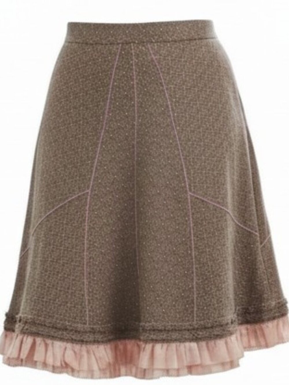 Vintage Style Anthropologie Tiny Skirt 8 Polka Dot Ruffle Brown Pink Wool Tween